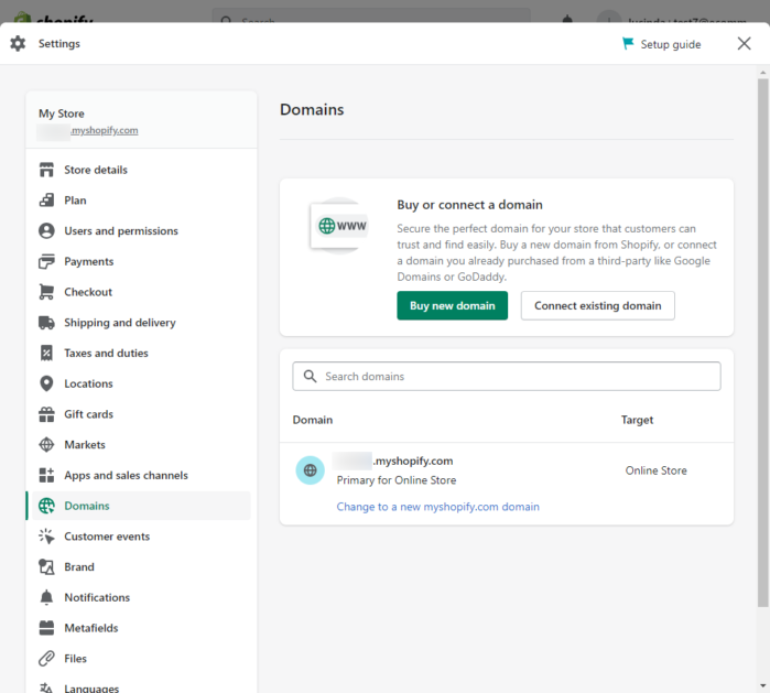 Buy or Connect Shopify Domain